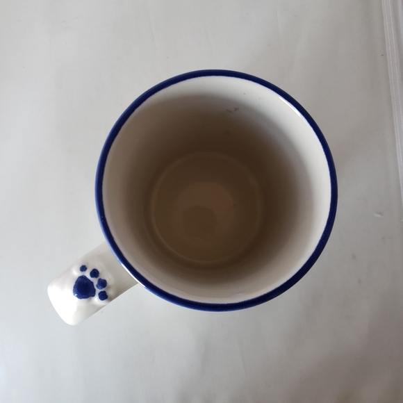 Dog Paw Mug Large 5 " H 3.25 Dia Snowflakes Ceramic Coffee Tea Winter Blue White - Picture 4 of 8